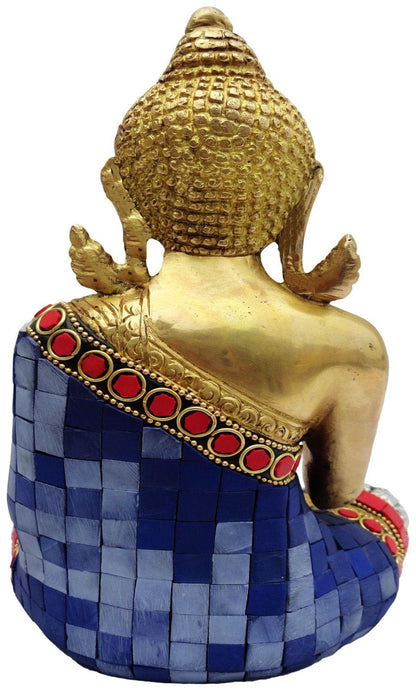 Brass Buddha Statue with Stonework