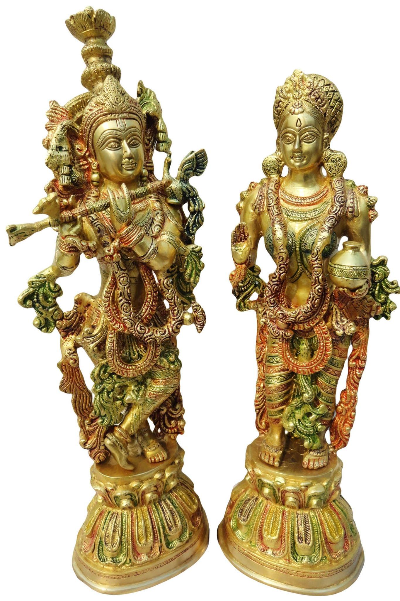 Brass Krishan and Radha Pair God Statue