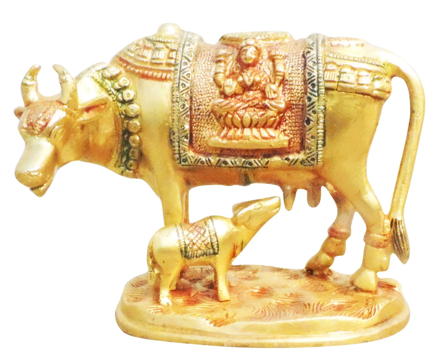 Brass Cow With Calf Statue