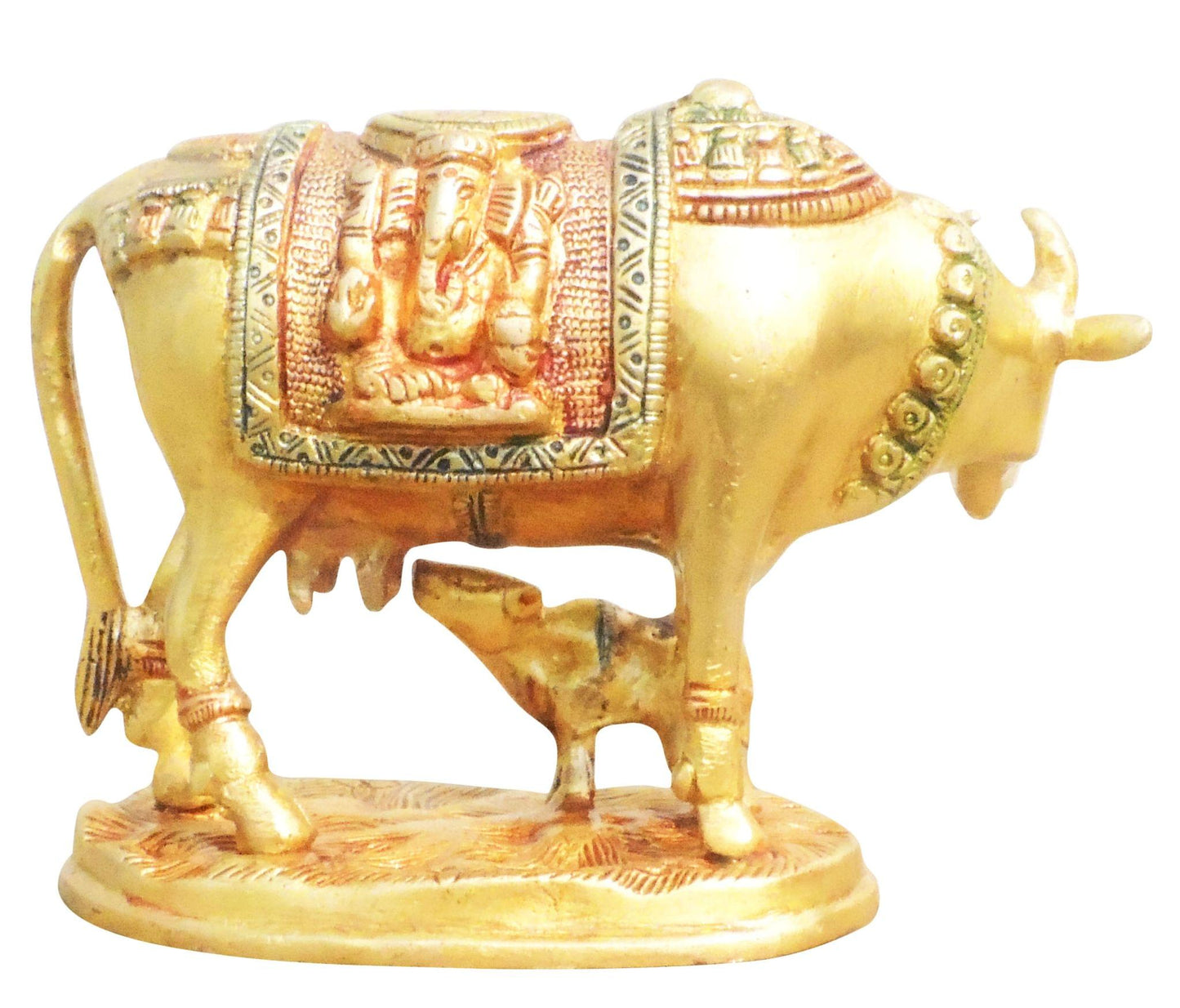 Brass Cow With Calf Statue