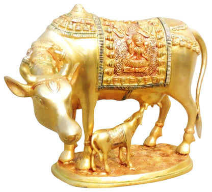 Brass Cow With Calf Statue