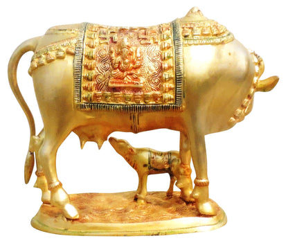 Brass Cow With Calf Statue