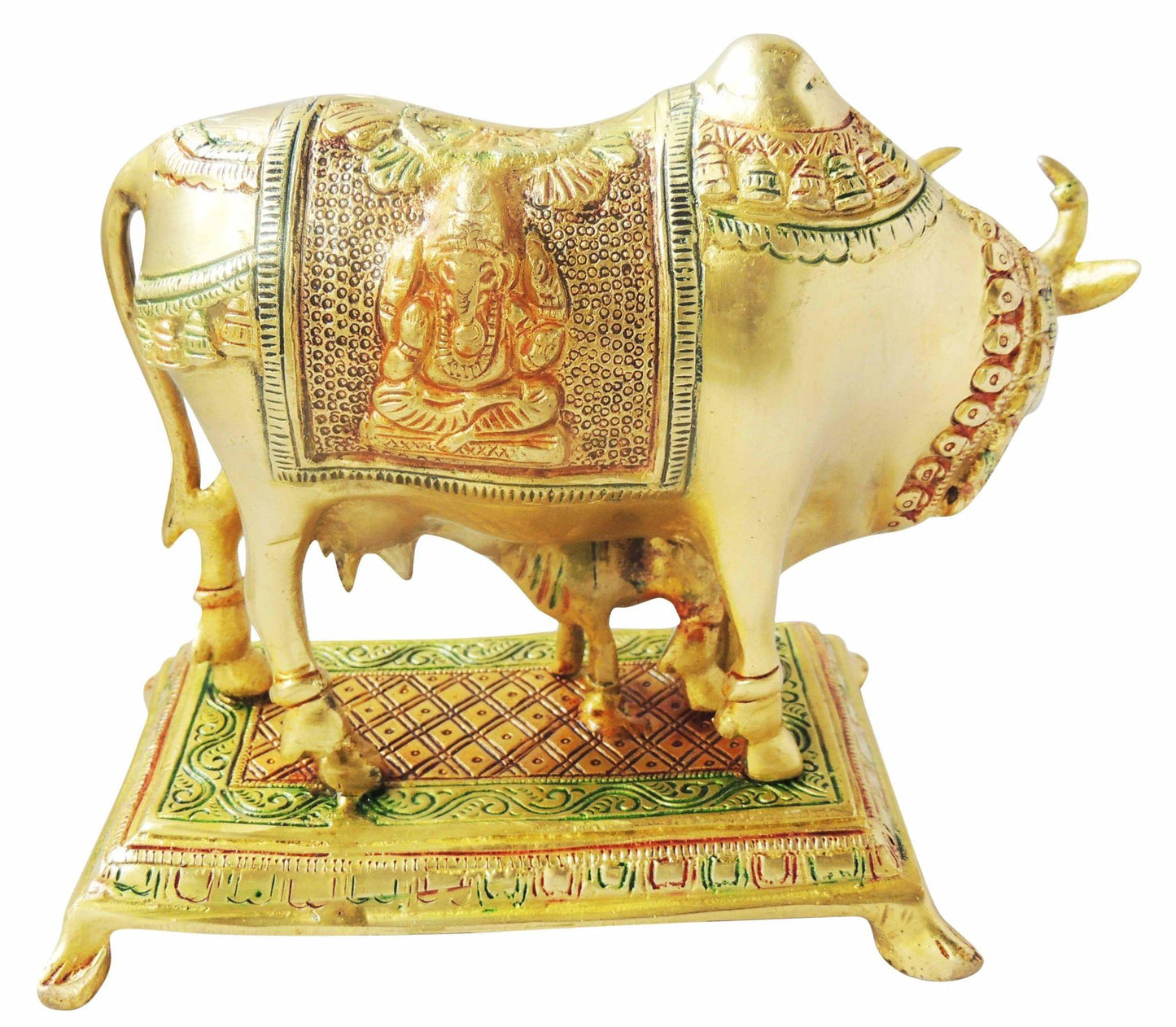 Brass Cow With Calf Statue