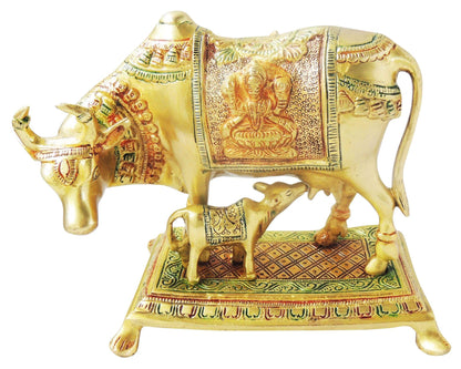 Brass Cow With Calf Statue