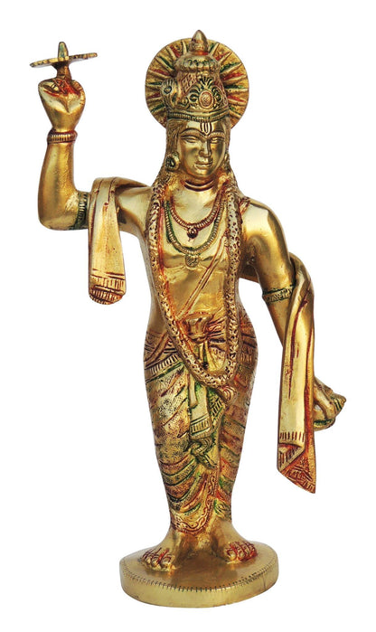 Brass Krishna With Chakra Idol