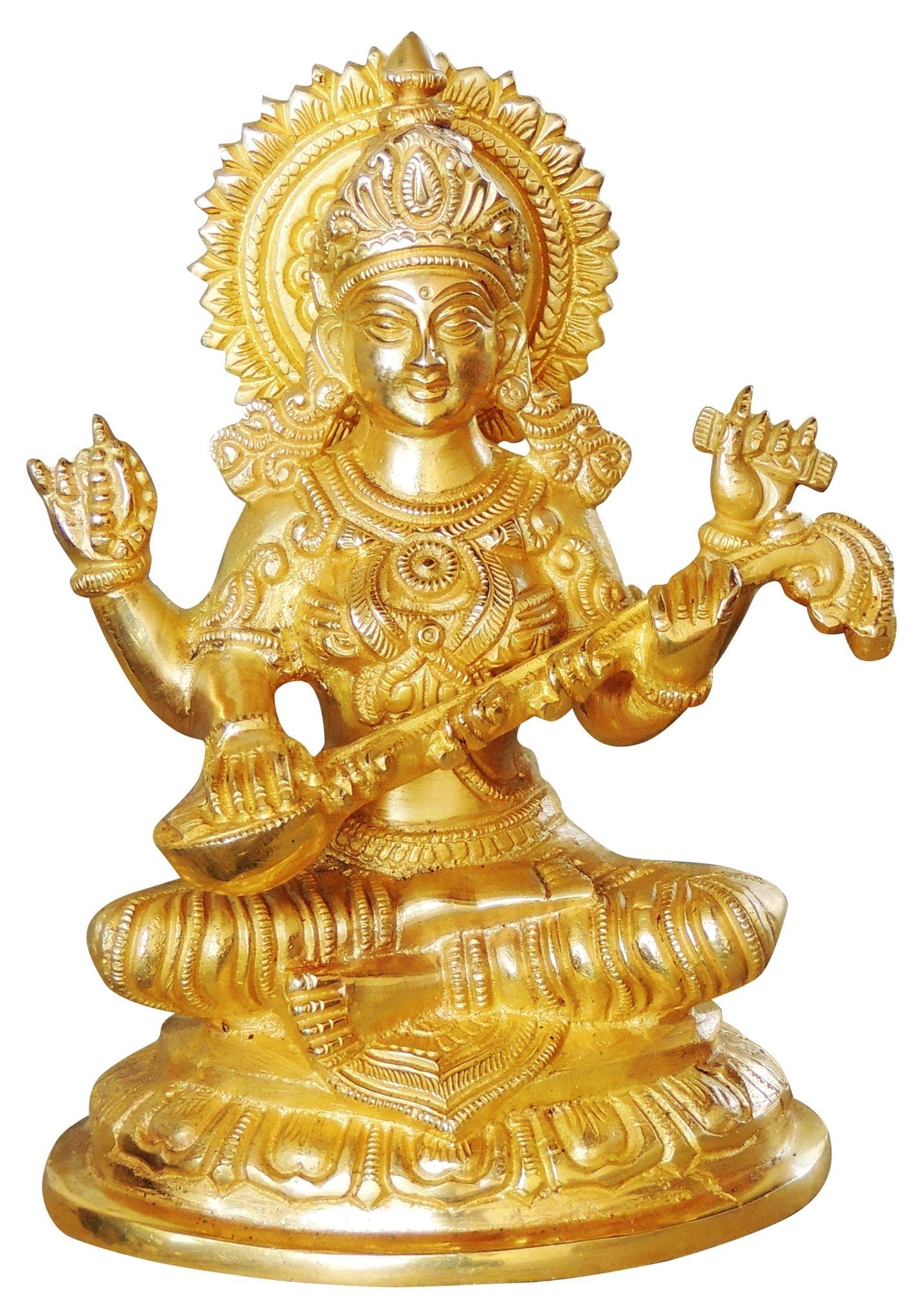 Brass Saraswati Ji Goddess Idol Statue