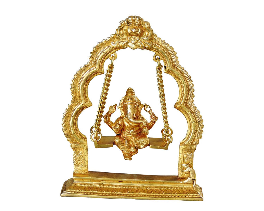 Brass Ganesh Jhula God Idol Statue