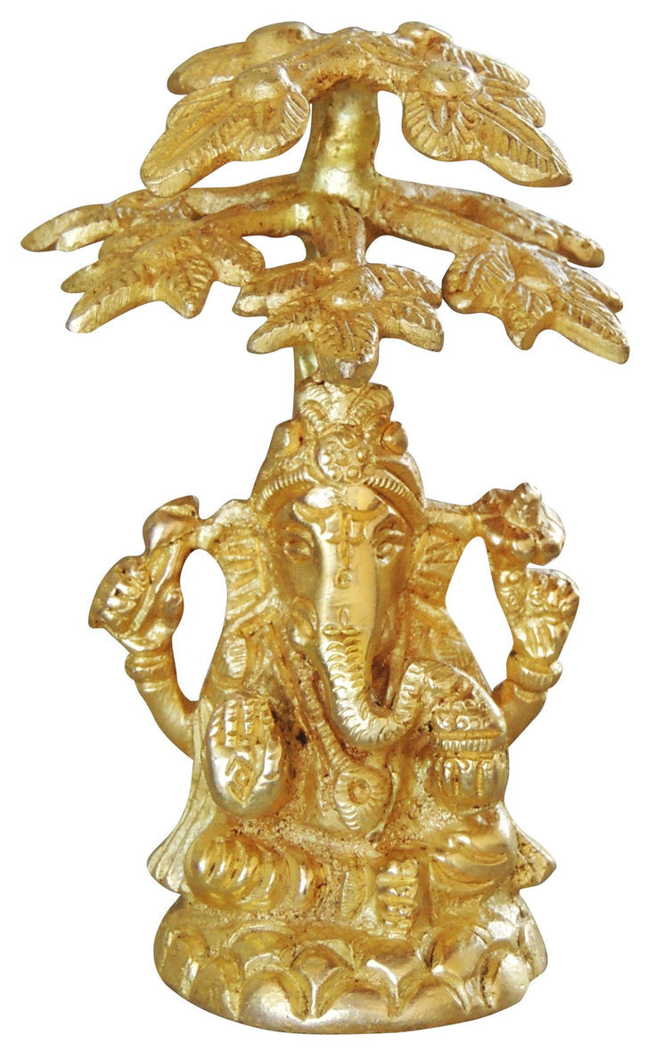 Brass Ganesh Ji On Tree God Idol Statue