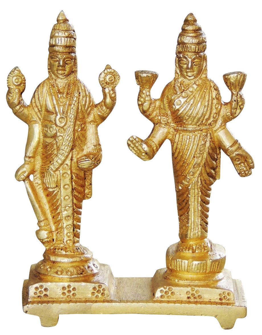 Brass Vishnu Laxmi Idol Statue