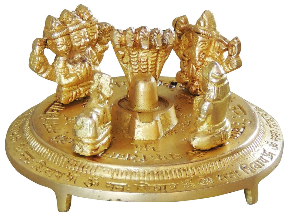 Brass Shivling with Shiv Family Statue