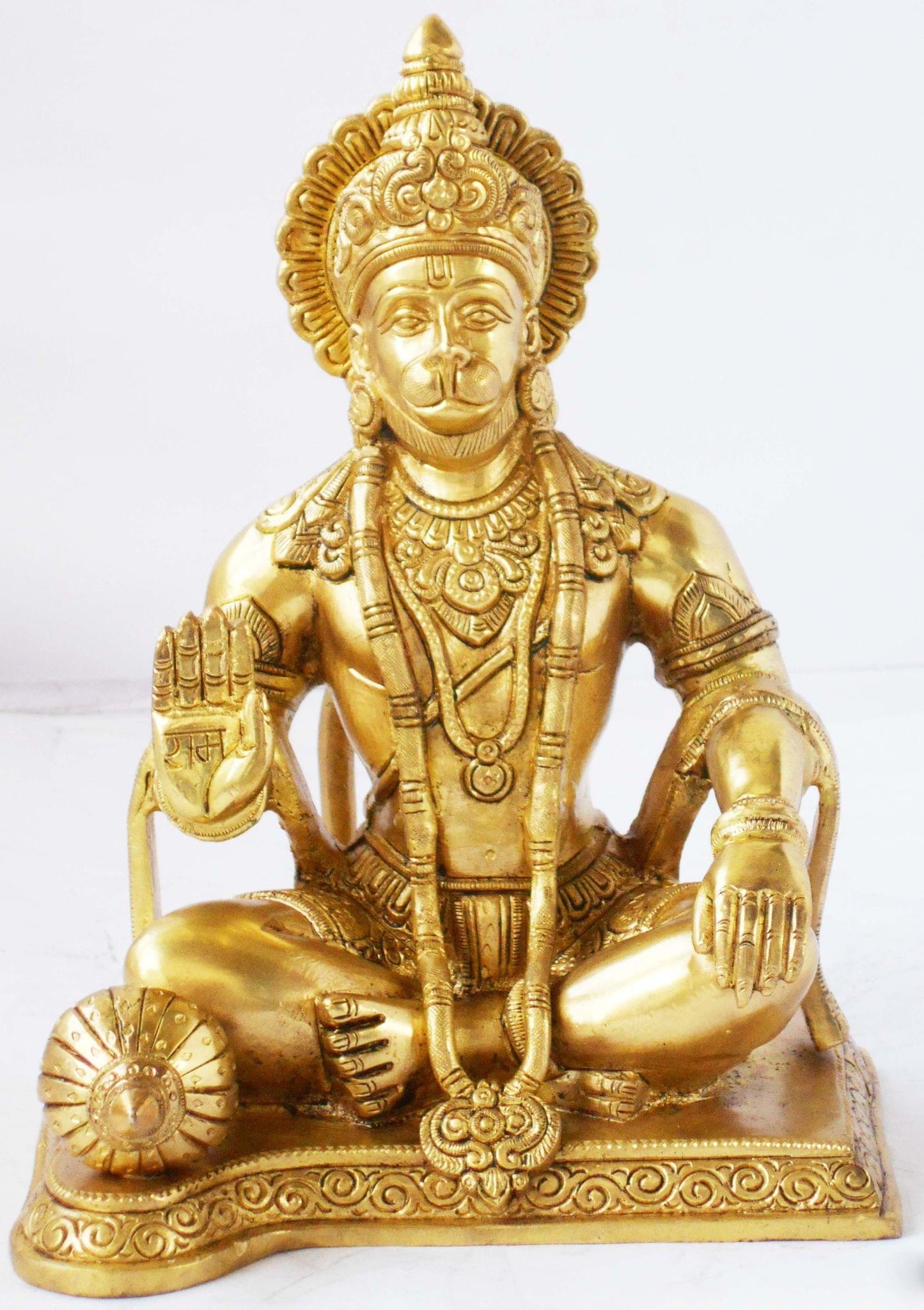 Brass Sitting Hanuman Ji God Idol Statue