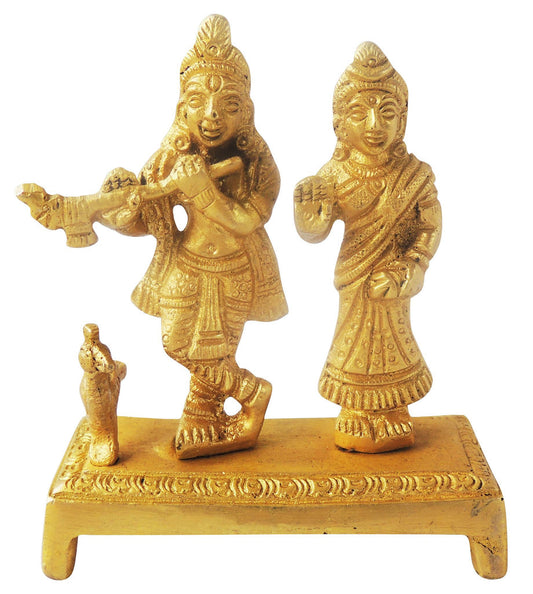 Brass Radha Krishna with Chowki