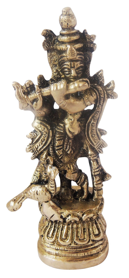 Brass Krishna God Idol Statue