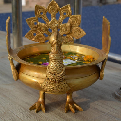 Brass Peacock Design Pot