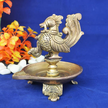 Brass Cock Murga Oil Lamp Deepak