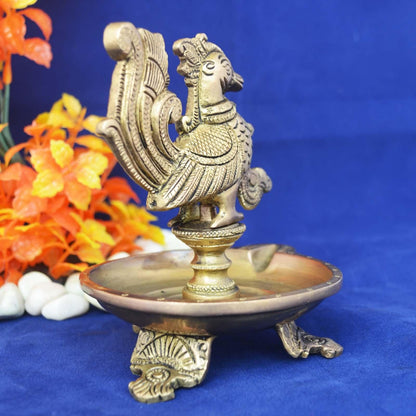 Brass Cock Murga Oil Lamp Deepak