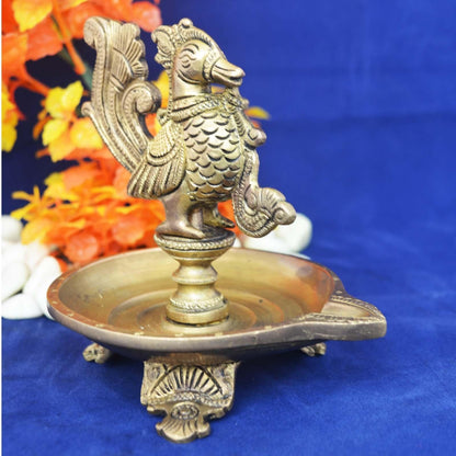 Brass Cock Murga Oil Lamp Deepak