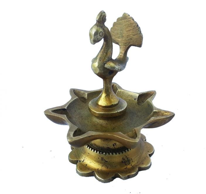 Brass Peacock Diya Oil Lamp 7 Wicks