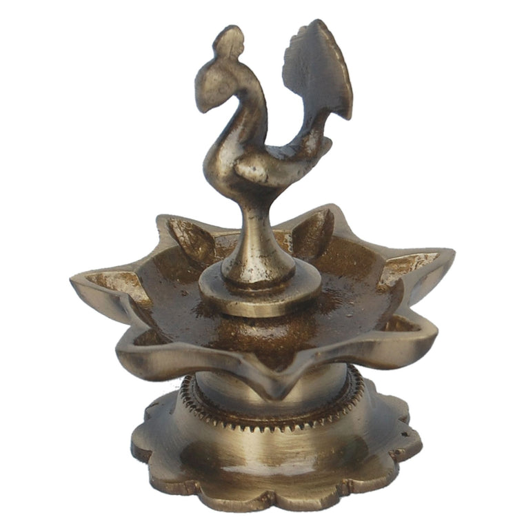 Brass Peacock Diya Oil Lamp 7 Wicks