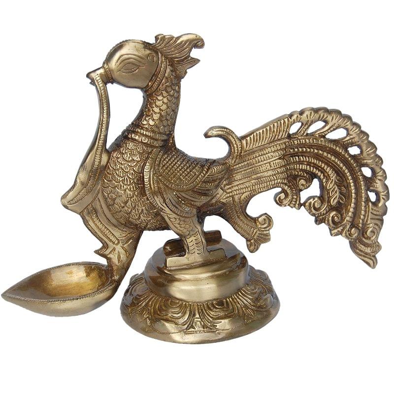 Brass Cock Murga Oil Lamp Deepak