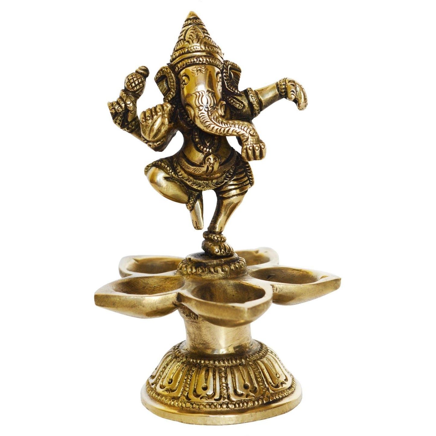 Brass Dancing Ganesha Oil Lamp Deepak