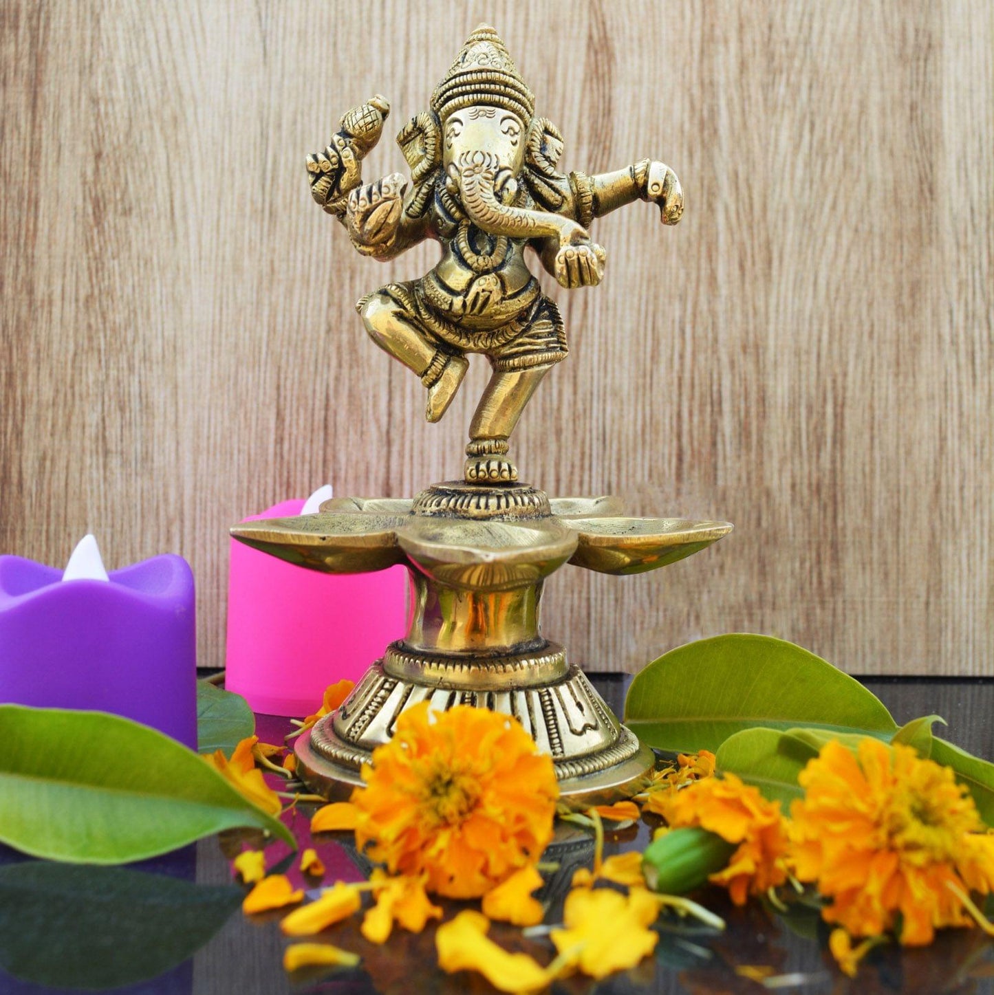 Brass Dancing Ganesha Oil Lamp Deepak