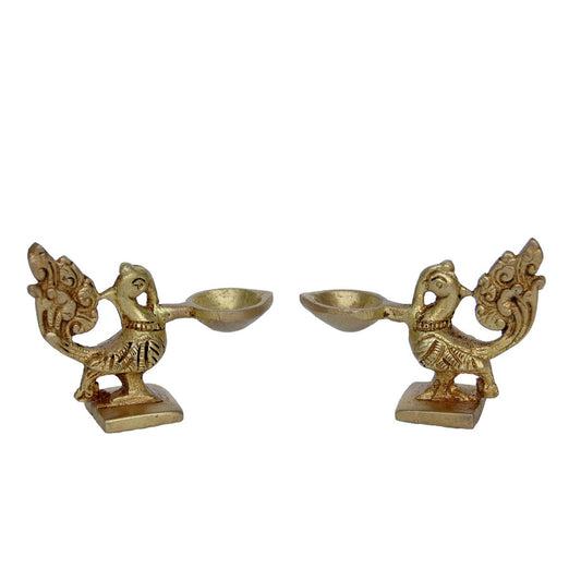 Brass Pair of Bird Oil Lamp Deepak