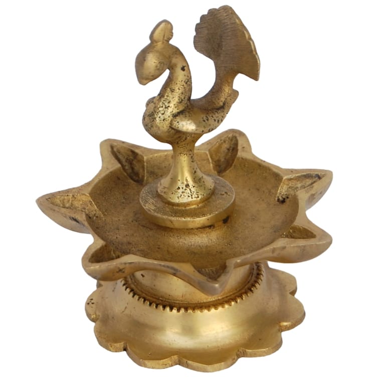 Brass Peacock Diya Oil Lamp 7 Wicks