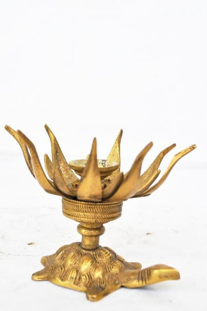 Brass Flower Candle Holder On Tortoise