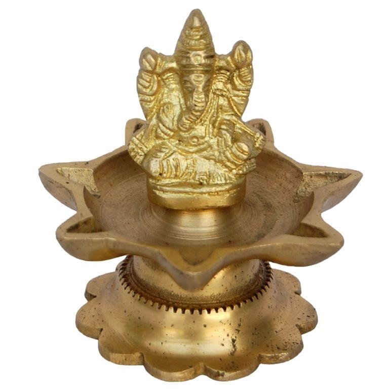 Brass Ganesha Oil Lamp Deepak 7 Wicks