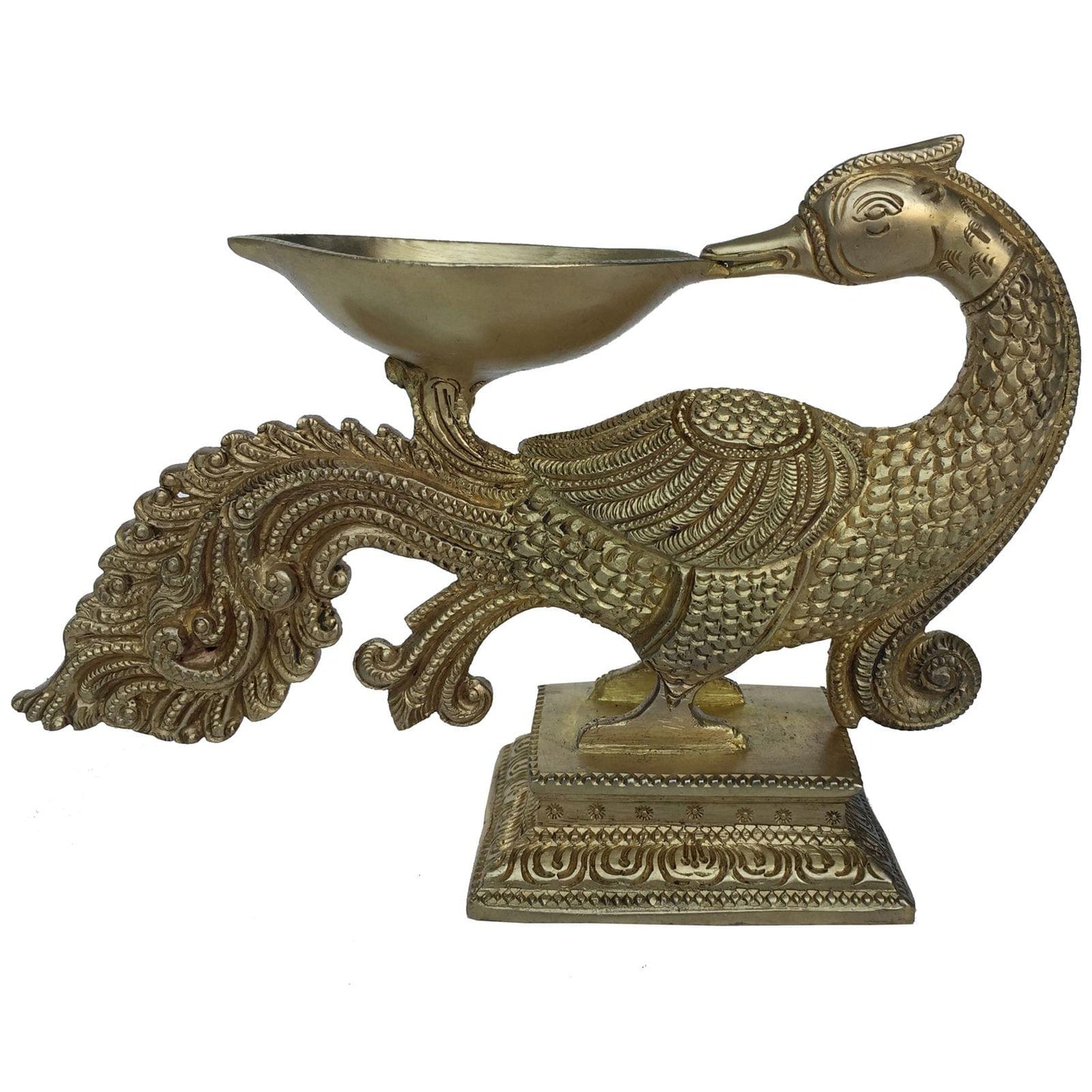 Brass Peacock Diya Deepak Oil Lamp 1 Wicks