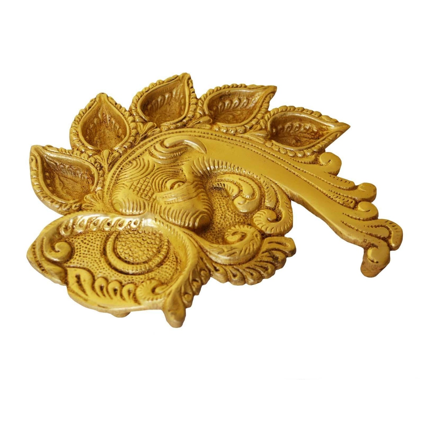 Brass Elephant Conch Shape Deepak 5 Wicks