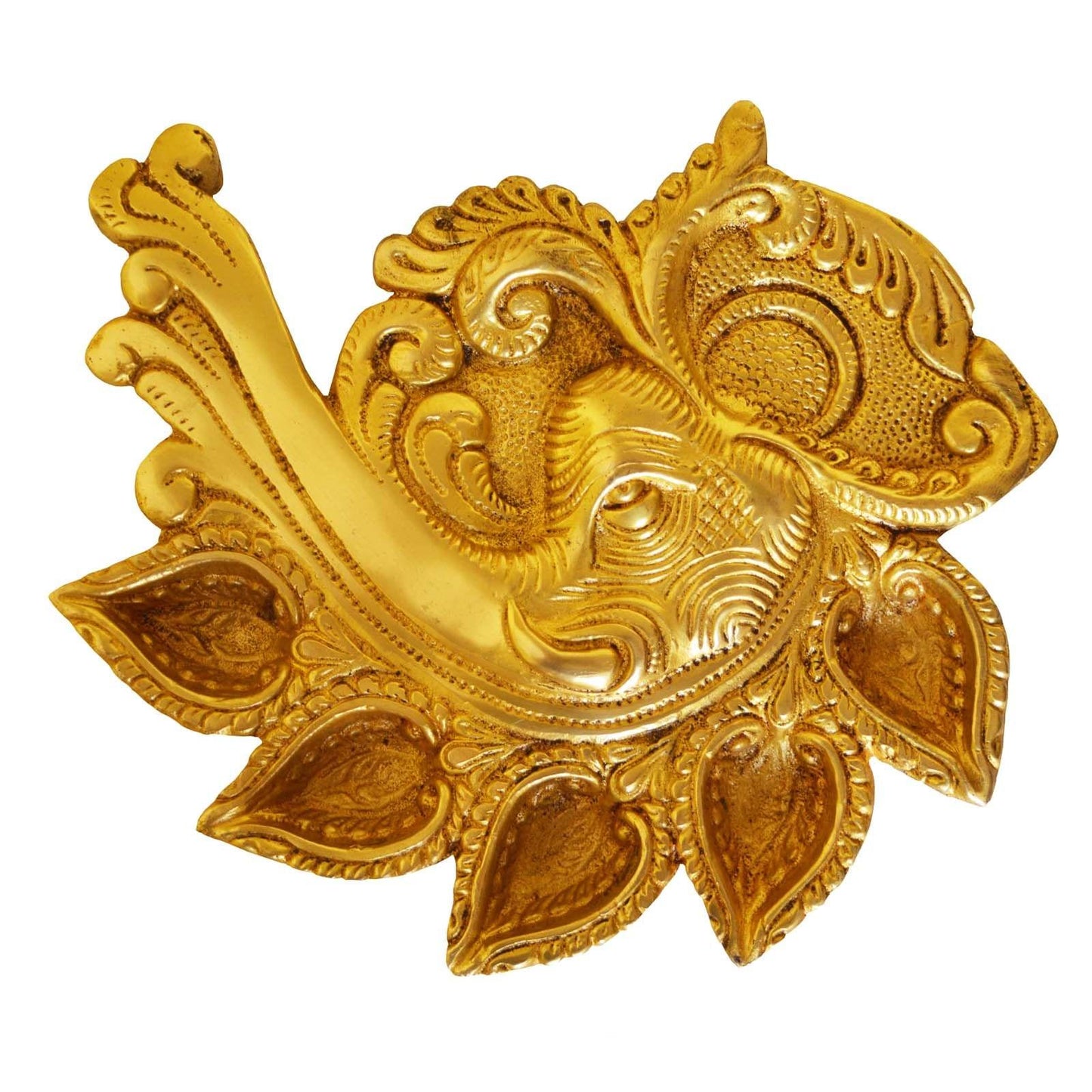 Brass Elephant Conch Shape Deepak 5 Wicks