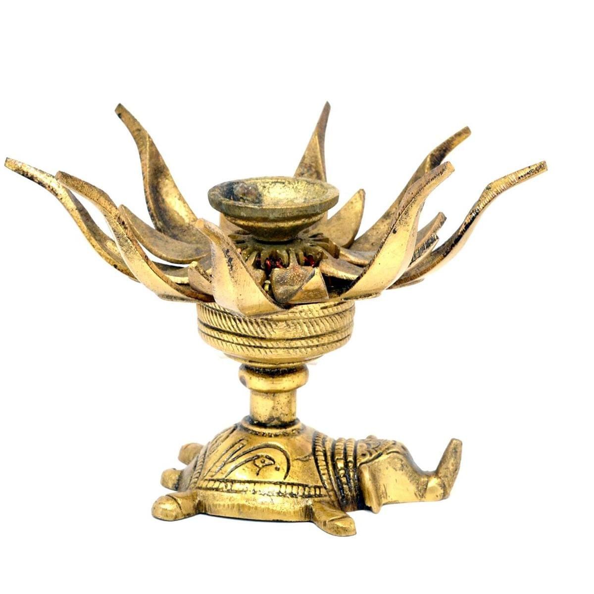 Brass Flower Candle Holder On Elephant