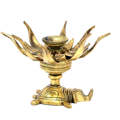 Brass Flower Candle Holder On Elephant