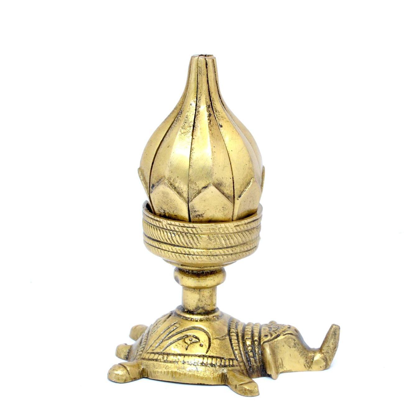 Brass Flower Candle Holder On Elephant