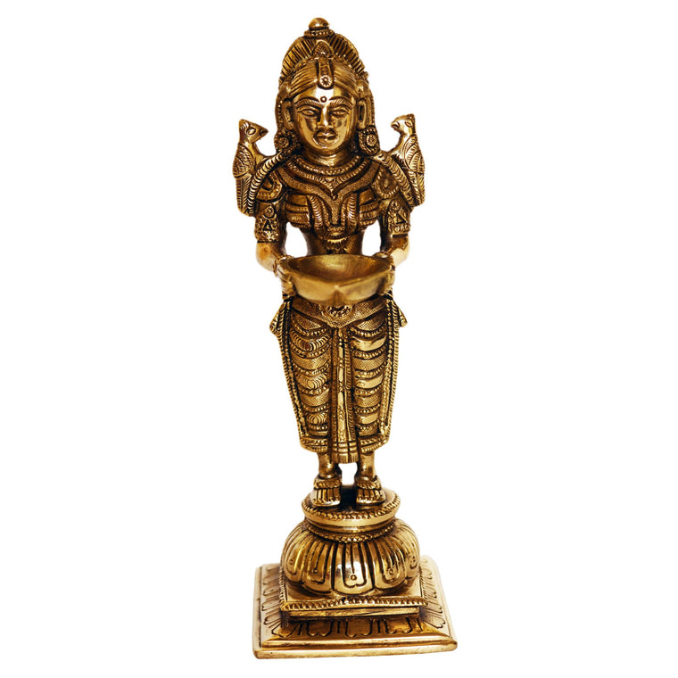 Brass Deepak With Lakshmi Statue