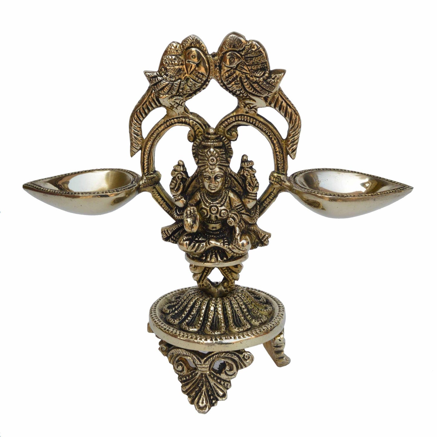 Brass Table Decor Lamp With Laxmi