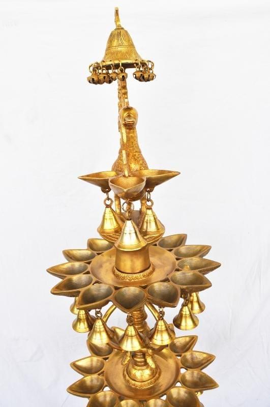 Brass Peacock Shape 3 Floor Oil Lamp