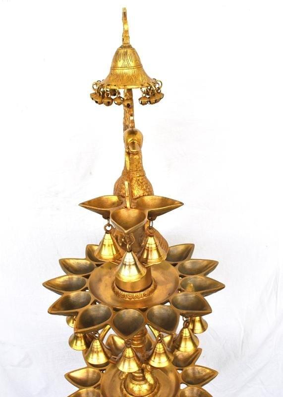 Brass Peacock Shape 3 Floor Oil Lamp