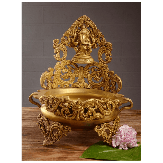 Brass Floating Candle Pot with Ganesha Urli