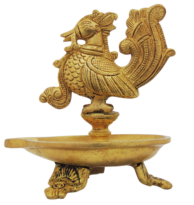 Brass Table Decor Oil Lamp Bird Deepak