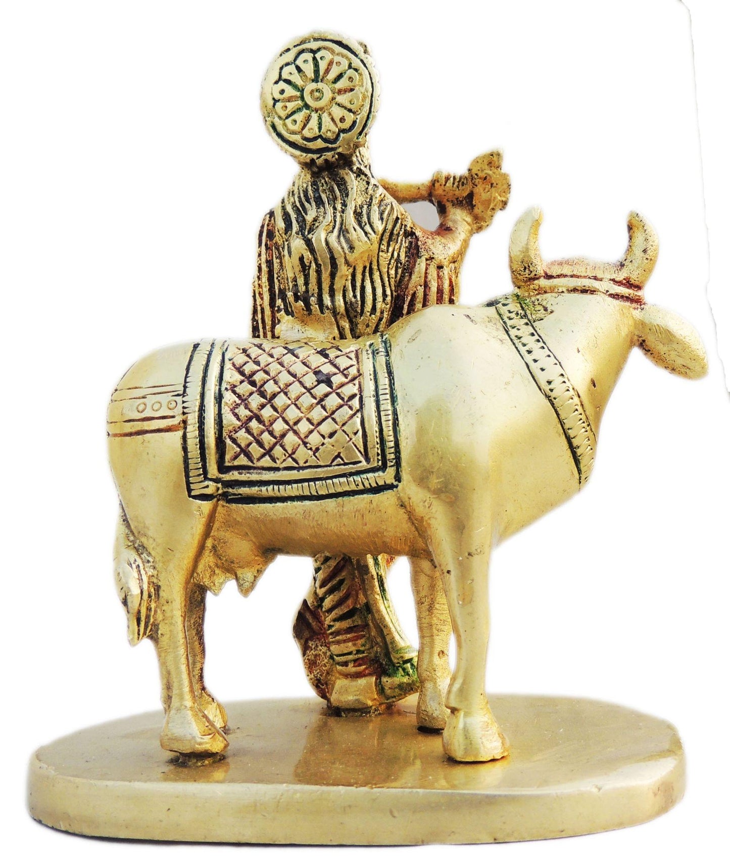 Brass Cow Krishna Statue