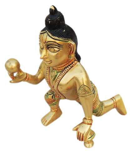 Brass Laddu Gopal Statue Murti Idol