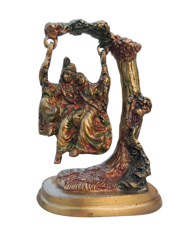 Brass Radha Krishna Statue With Tree