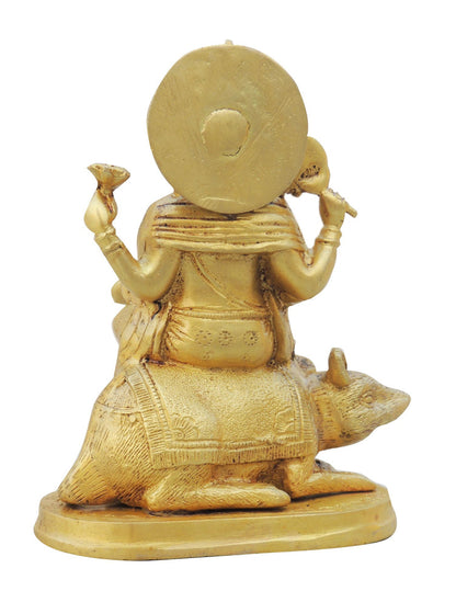 Brass Ganesh Statue Sitting On Rat