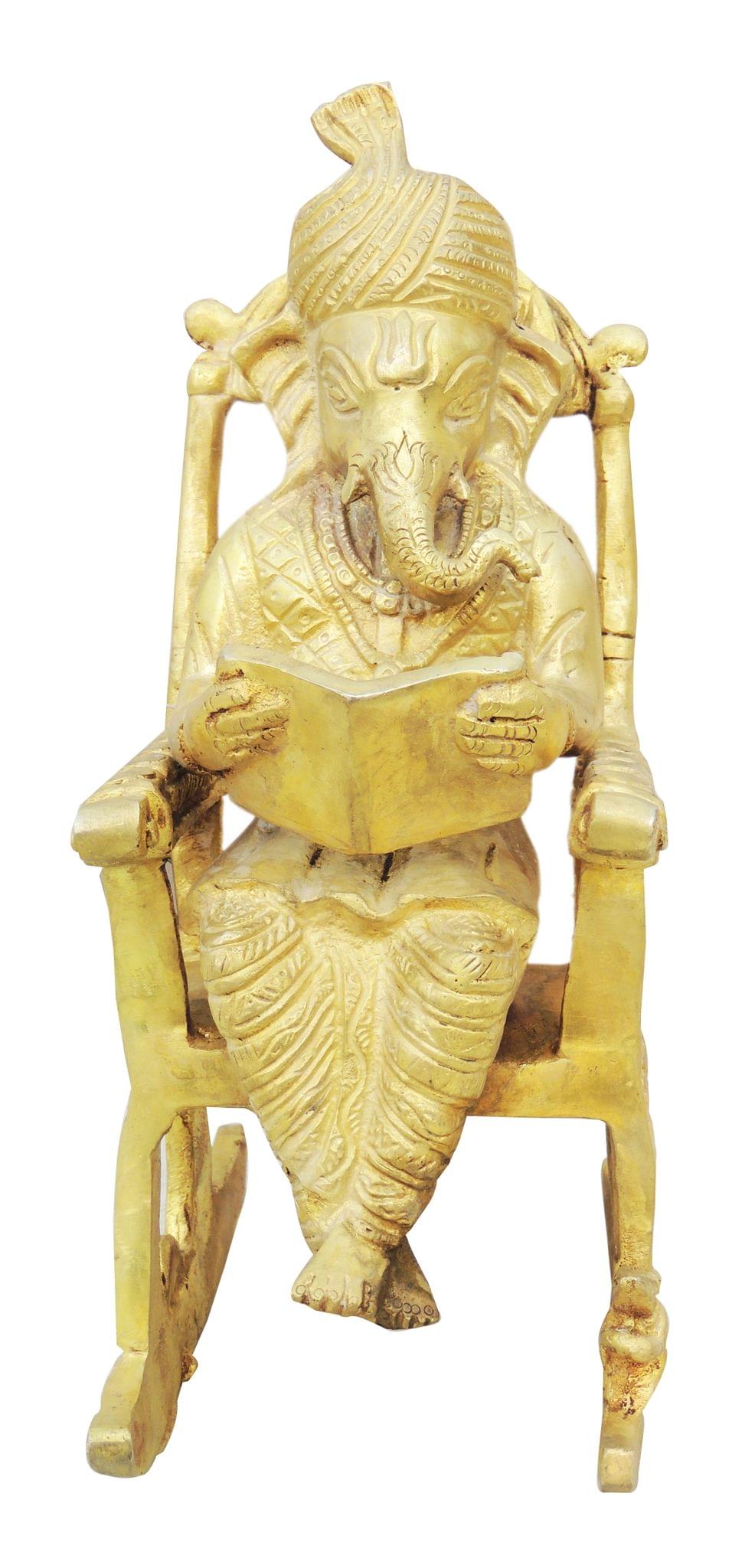 Brass Chair Ganesh Statue