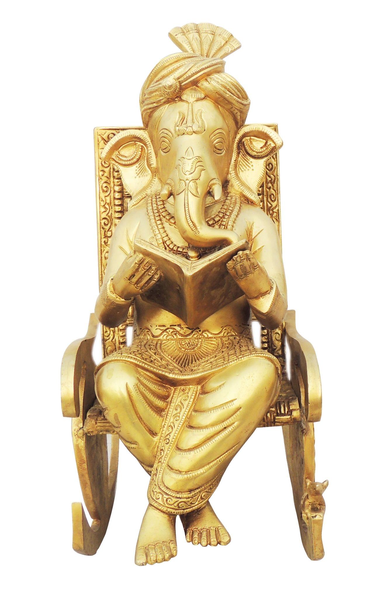 Brass Chair Ganesh Statue