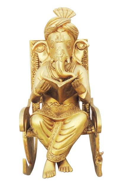 Brass Chair Ganesh Statue