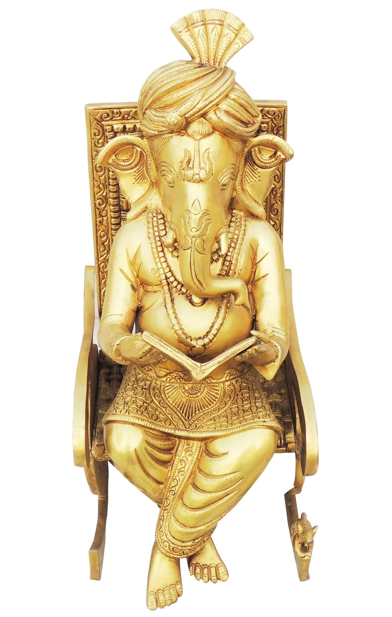 Brass Chair Ganesh Statue